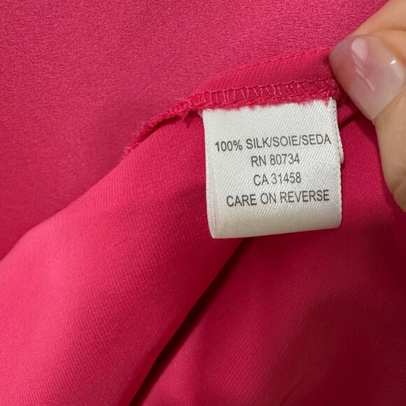 BCBG MAXAZRIA Pink Silk Satin Dress with Asymmetrical Hem, Size M - Picture 5 of 6